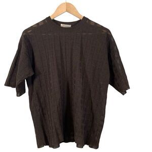 Zanone Women's Knit Top Size IT 44/ US Medium Sheer Golden Thread Short Sleeve